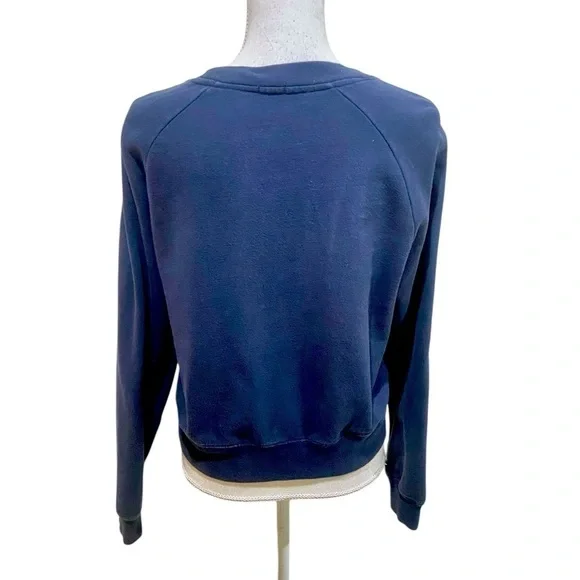 John Galt California navy cotton blend sweatshirt red ivory stripe medium - Picture 7 of 10